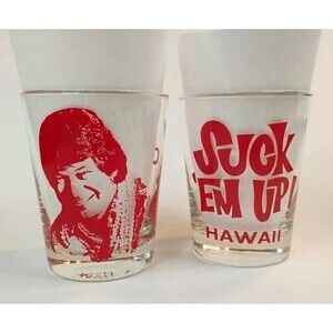 VTG Don Ho Polynesian Palace & Mai Tai Waikiki Hawaii Pair of Bar Glasses Libbey